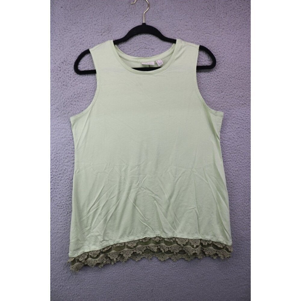 LOGO by‎ Lori Goldstein Sleeveless Tunic-Lace Trim-Size Medium